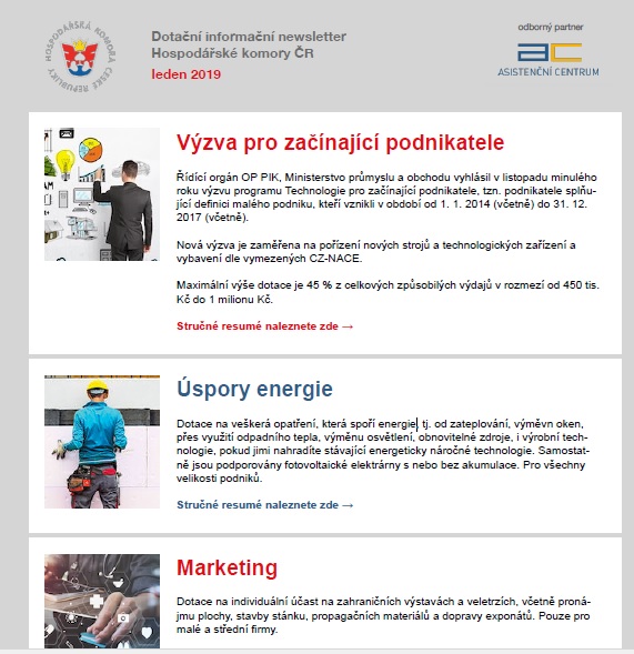 Dotační informační newsletter HK ČR